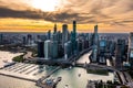 Aerial drone photo - Skyline of Chicago Illinois at sunset. Royalty Free Stock Photo