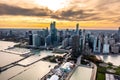 Aerial drone photo - Skyline of Chicago Illinois at sunset. Royalty Free Stock Photo