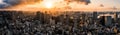 Aerial Drone Photo - Skyline of the city of Tokyo, Japan at sunrise. Asia