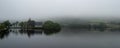 Aerial drone photo of St. Finbarr's Church, Gougane Barra, West ireland