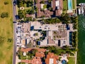 Aerial drone photo of Tom Brady mansion under construction Indian Creek Island Miami Beach