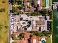 Aerial drone photo of Tom Brady mansion under construction Indian Creek Island Miami Beach