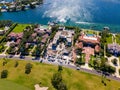 Aerial drone photo of Tom Brady mansion under construction Indian Creek Island Miami Beach