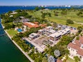 Aerial drone photo of Tom Brady mansion under construction Indian Creek Island Miami Beach