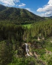 Aerial drone photo of view of waterfall in the Altai Mountains