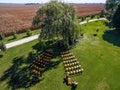 Aerial drone photo - Wedding venue on a Illinois corn farm Royalty Free Stock Photo