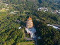 Aerial drone photo of Wuji Tianyuan Temple in Tamsui, New Taipei City, Taiwan.