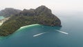 Aerial drone photo of Yong Kasem Bay called Monkey beach, part of iconic tropical Phi Phi island