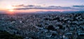 Aerial drone photograph of the city of Granada Spain at sunset