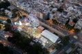 Aerial drone photograph of cityscape of Nicosia in Cyprus at sunset.