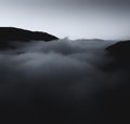 Aerial Drone Photograph - Fog & Clouds in the Colorado Rocky Mountains Royalty Free Stock Photo