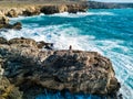 Drone photo of the rugged coast of Malta. Royalty Free Stock Photo