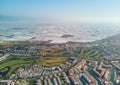 Aerial drone photography Almerimar town and greenhouses, Almeria, Andalucia, Spain Royalty Free Stock Photo