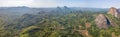 Aerial drone photography of a tropical landscape, with forest and mountains Kumbira forest reserve