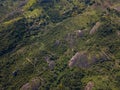 Aerial drone photography of a tropical landscape, with forest and mountains Kumbira forest reserve