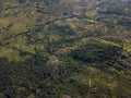 Aerial drone photography of a tropical landscape, with forest and mountains Kumbira forest reserve