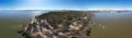 The aerial drone point of view in 360 degree photography at Bowna Waters Reserve is natural parkland on the foreshore of Lake Hume Royalty Free Stock Photo