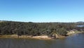 The aerial drone point of view footage at Bowna Waters Reserve is natural parkland on the foreshore.