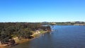 The aerial drone point of view footage at Bowna Waters Reserve is natural parkland on the foreshore.