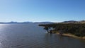The aerial drone point of view footage at Bowna Waters Reserve is natural parkland on the foreshore of Lake Hume Royalty Free Stock Photo