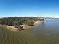 The aerial drone point of view photography at Bowna Waters Reserve is natural parkland on the foreshore of Lake Hume Royalty Free Stock Photo