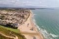 Aerial drone point of view sandy beach of Mil Palmeras, Spain