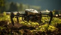 Aerial drone propels over nature, capturing innovation in wireless surveillance generated by AI Royalty Free Stock Photo