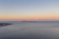 Aerial drone shot of Adriatic sea Bisevo island from Komiza Vis Island view in Croatia summer before sunrise Royalty Free Stock Photo