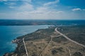 Aerial drone shot of Adriatic sea view in Croatia summer before sunrise Royalty Free Stock Photo