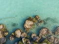 Aerial Drone Shot of Ancient Stromatolites in seven colores lagoon near Bacalar, Quintana Roo, Mexico Royalty Free Stock Photo