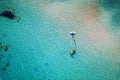 Aerial drone shot of beautiful turquoise beach with pink sand Elafonissi, Crete, Greece. Best beaches of Mediterranean, Elafonissi Royalty Free Stock Photo