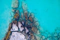 Aerial drone shot of beautiful turquoise beach with pink sand Elafonissi, Crete, Greece. Best beaches of Mediterranean, Elafonissi Royalty Free Stock Photo