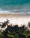 Aerial drone shot of Bingil Bay Beach at Mission Beach, Tropical North Queensland, Australia Royalty Free Stock Photo