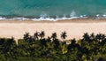 Aerial drone shot of Bingil Bay Beach at Mission Beach, Tropical North Queensland, Australia Royalty Free Stock Photo