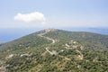 Aerial drone shot of Borovk Komiza hill with view of Bisevo island on Vis Island in Croatia summer Royalty Free Stock Photo