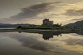 Aerial drone shot of Castle Tioram, it is a ruined castle that sits on the tidal island Eilean Tioram in Loch Moidart, Lochaber, Royalty Free Stock Photo