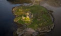 Aerial drone shot of Castle Tioram, Scottish Highlands Royalty Free Stock Photo