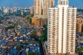 Aerial drone shot of the cityscape of Mumbai, India