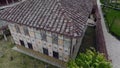 Aerial Drone Shot of Colorful or painted Mosque Sarena Dzamija in Tetovo, North Macedonia. Unique decorated mosque