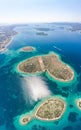 Aerial drone shot of heart-shaped island Galesnjak in Dalamatia Croatia