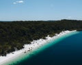 Aerial Drone shot Lake McKenzie, Fraser Island also called kgari, Queensland QLD, Australia.