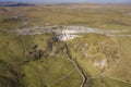 Aerial Drone shot of Malham Cove in the Yorkshire Dales national park