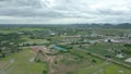 Aerial Drone Shot Over Countryside Rice Fields in Ratchaburi, Thailand