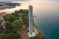 Aerial drone shot of park pomoraca in early morning before sunrise in Split Croatia