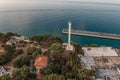 Aerial drone shot of park pomoraca in early morning before sunrise in Split Croatia