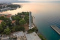 Aerial drone shot of park pomoraca in early morning before sunrise in Split Croatia Royalty Free Stock Photo