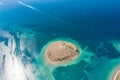 Aerial drone shot of Ricul Island near heart-shaped Galesnjak in Dalamatia Croatia
