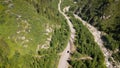 Aerial shot village in the mountain of Almaty