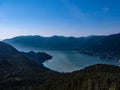 Aerial drone shot of the Sea to Sky Gondola tourist attraction in Squamish, Canada Royalty Free Stock Photo