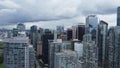 Aerial drone shot of the skyline of downtown Vancouver, Canada